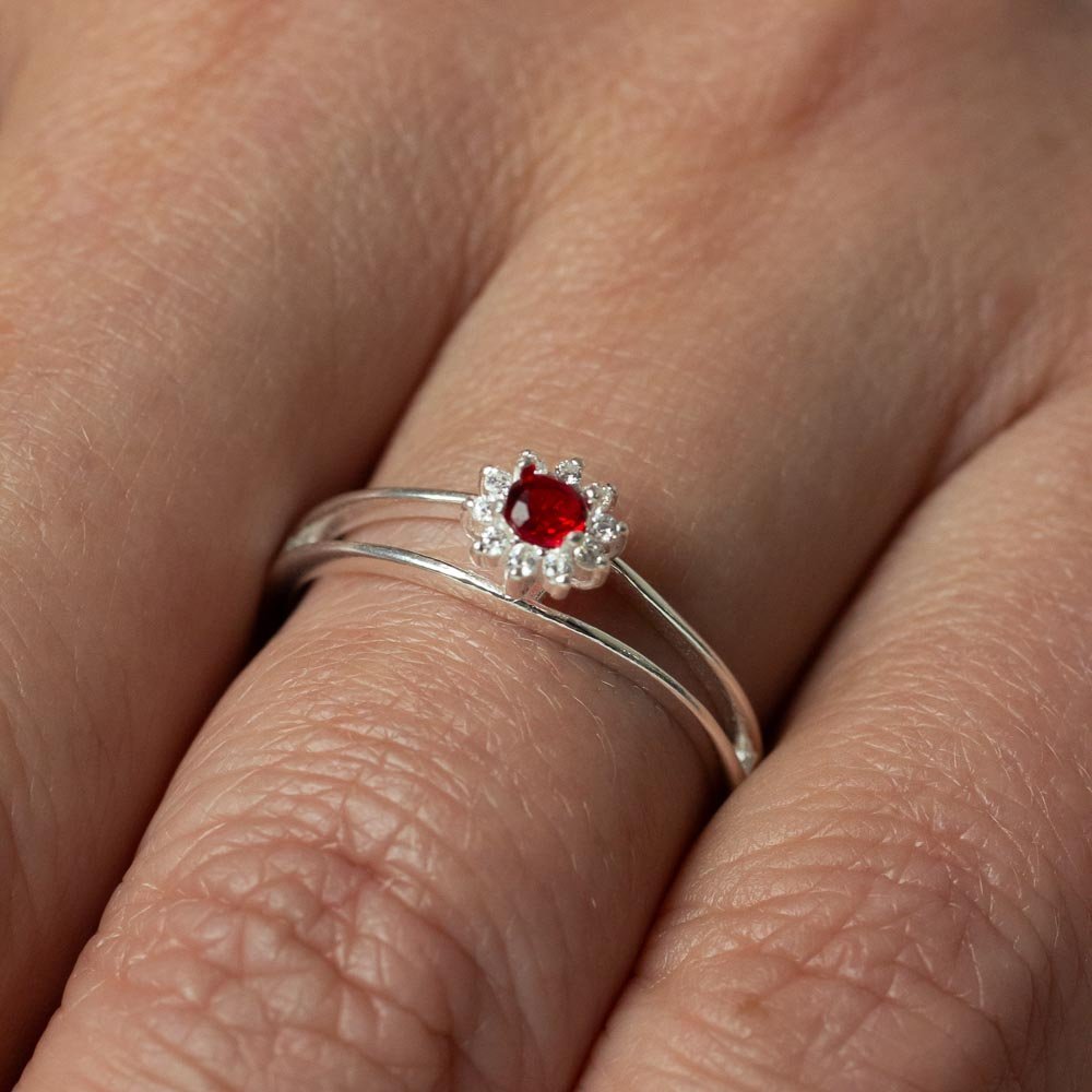 Anel Solitário Formatura Vermelho Prata 925 Prata/Vermelho 3