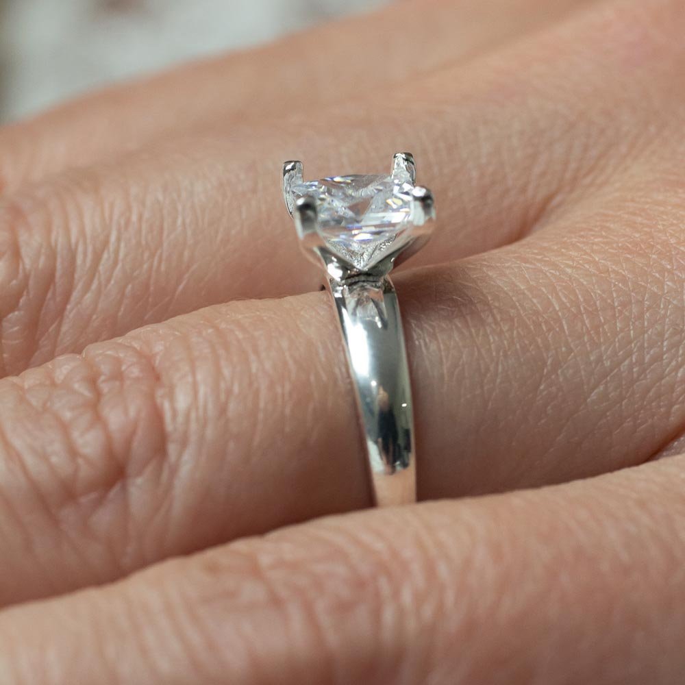 Anel Solitário Quadrado Liso 7mm Prata 925 Prata 2