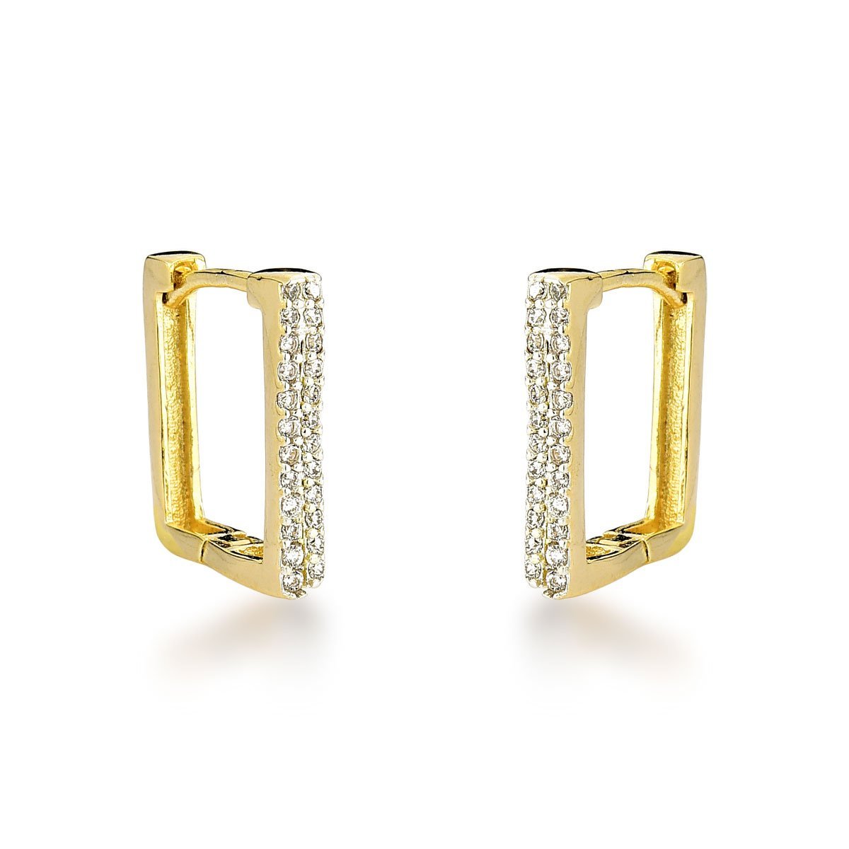 Trio de Brincos Argola Quadrada Banhada a Ouro 18k Dourado 4