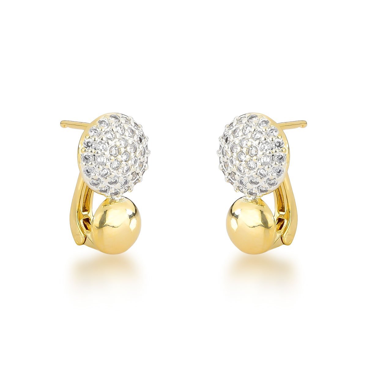 Brinco Argola Cravejada com detalhe polida Banhada a Ouro 18k