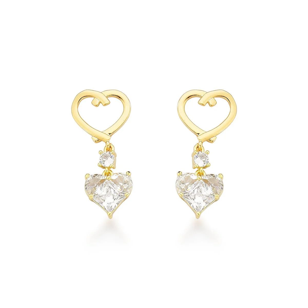 Brinco Coração Banhado A Ouro 18k - Juvenil E Adulto