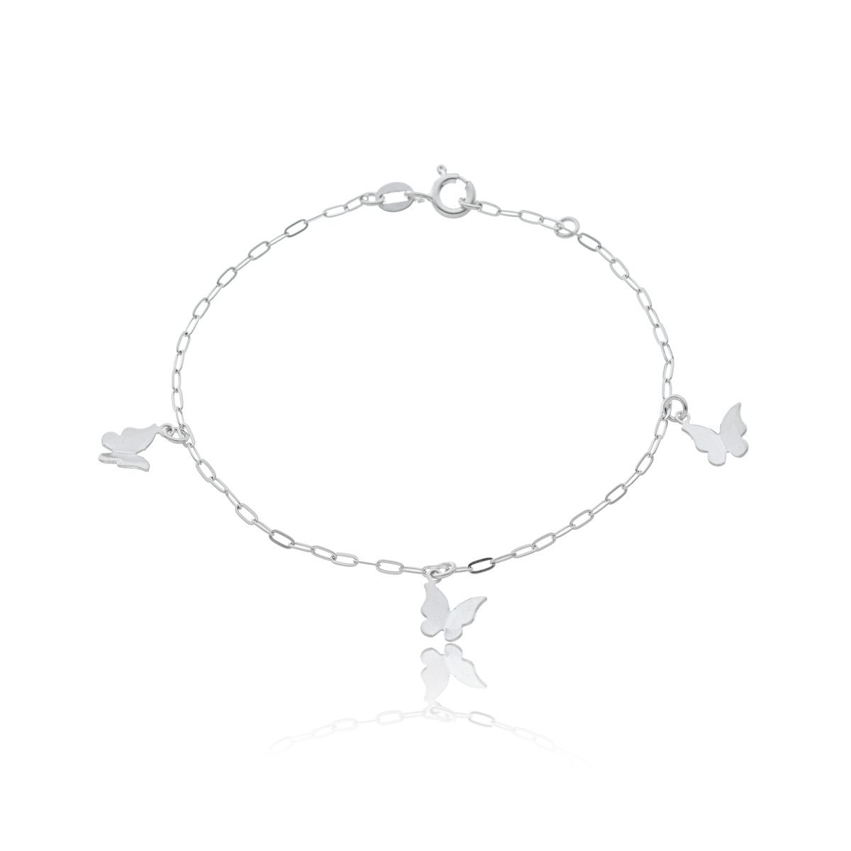 Pulseira Elos com Borboletas delicadas Prata 925