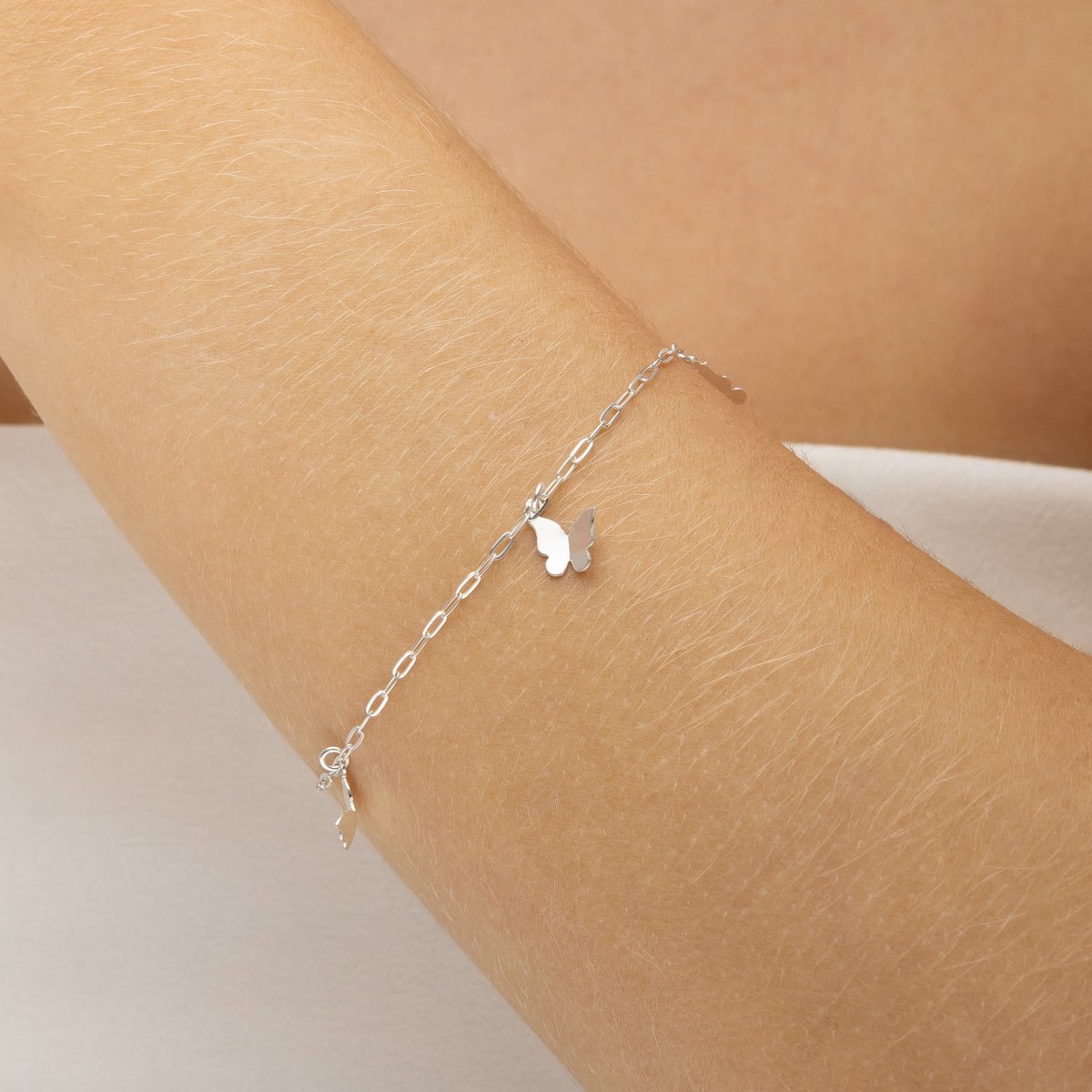 Pulseira Elos com Borboletas delicadas Prata 925 Prata 2