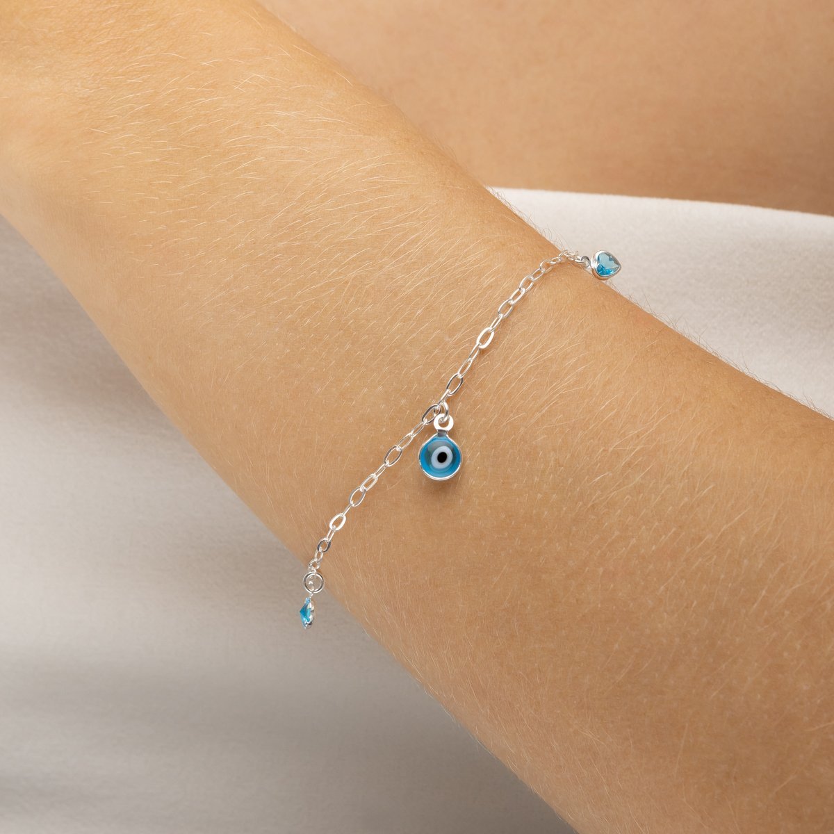 Pulseira Elos com Olho Grego delicado Prata 925 Prata 2