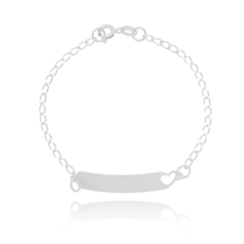Pulseira Infantil Chapinha com Coração Prata 925 Prata 1