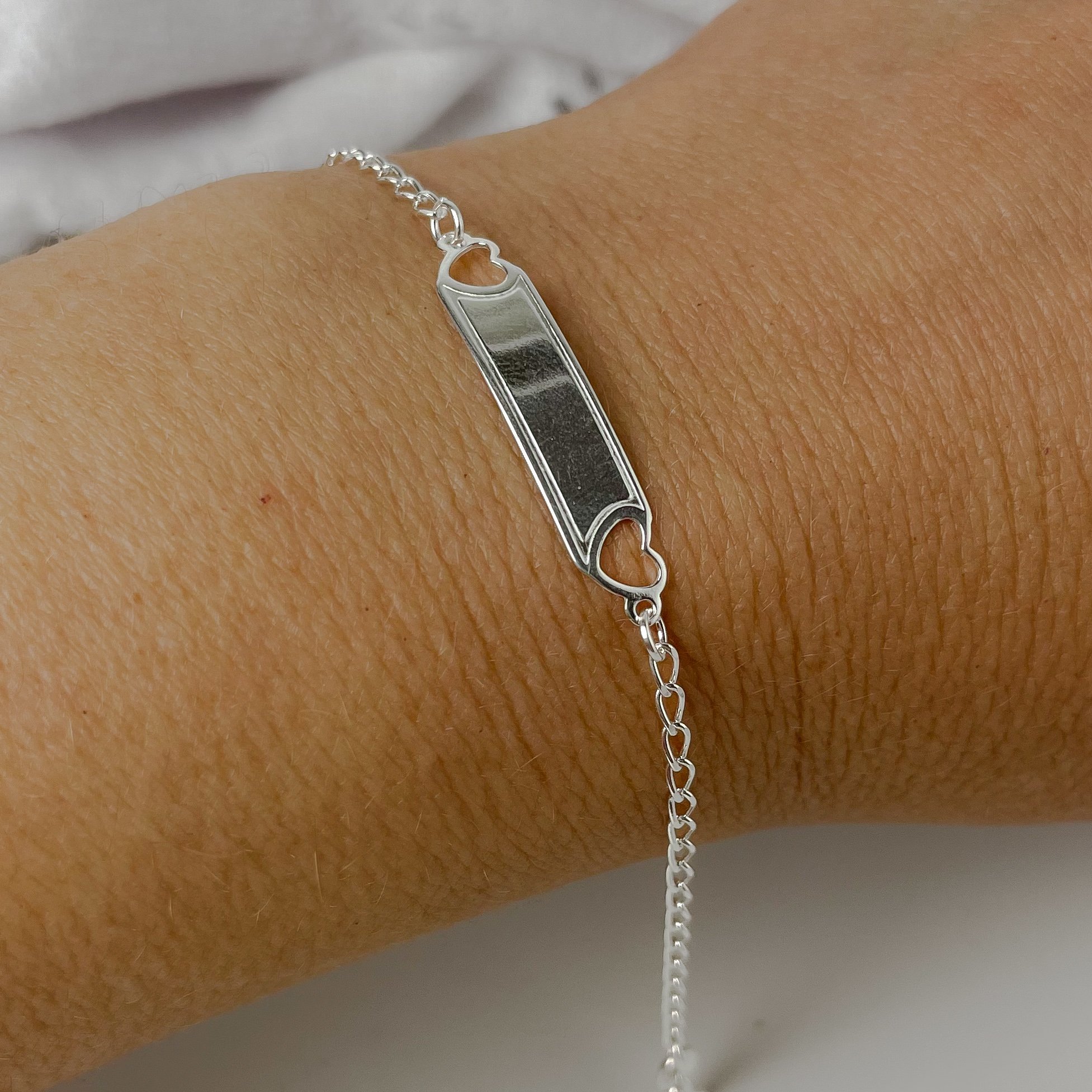 Pulseira Infantil Chapinha com Coração Prata 925 Prata 2