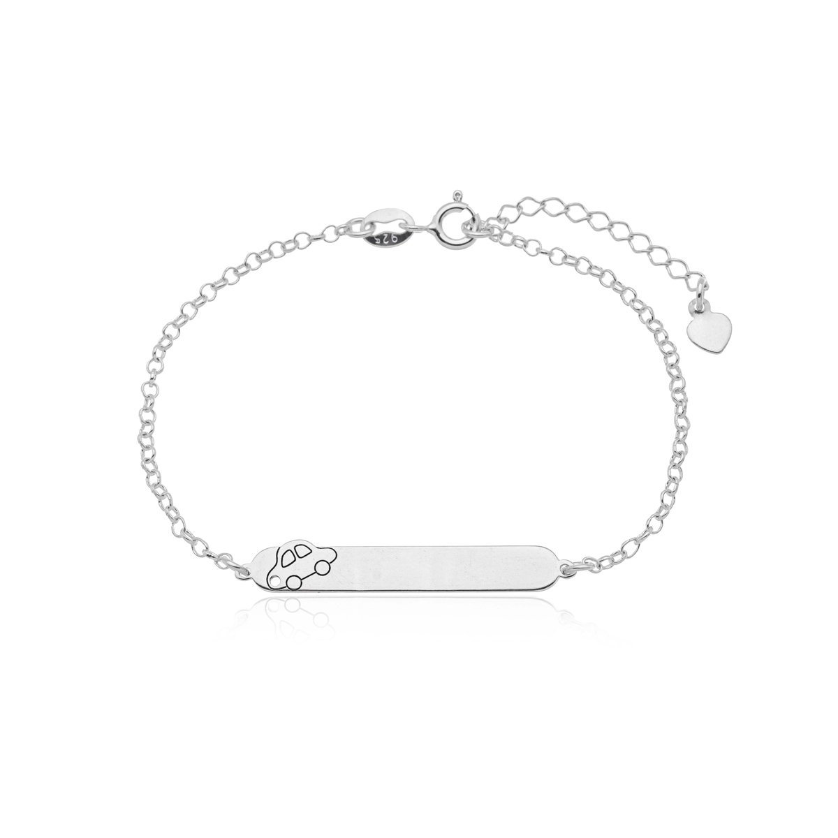 Pulseira Chapinha Infantil Carrinho Prata 925