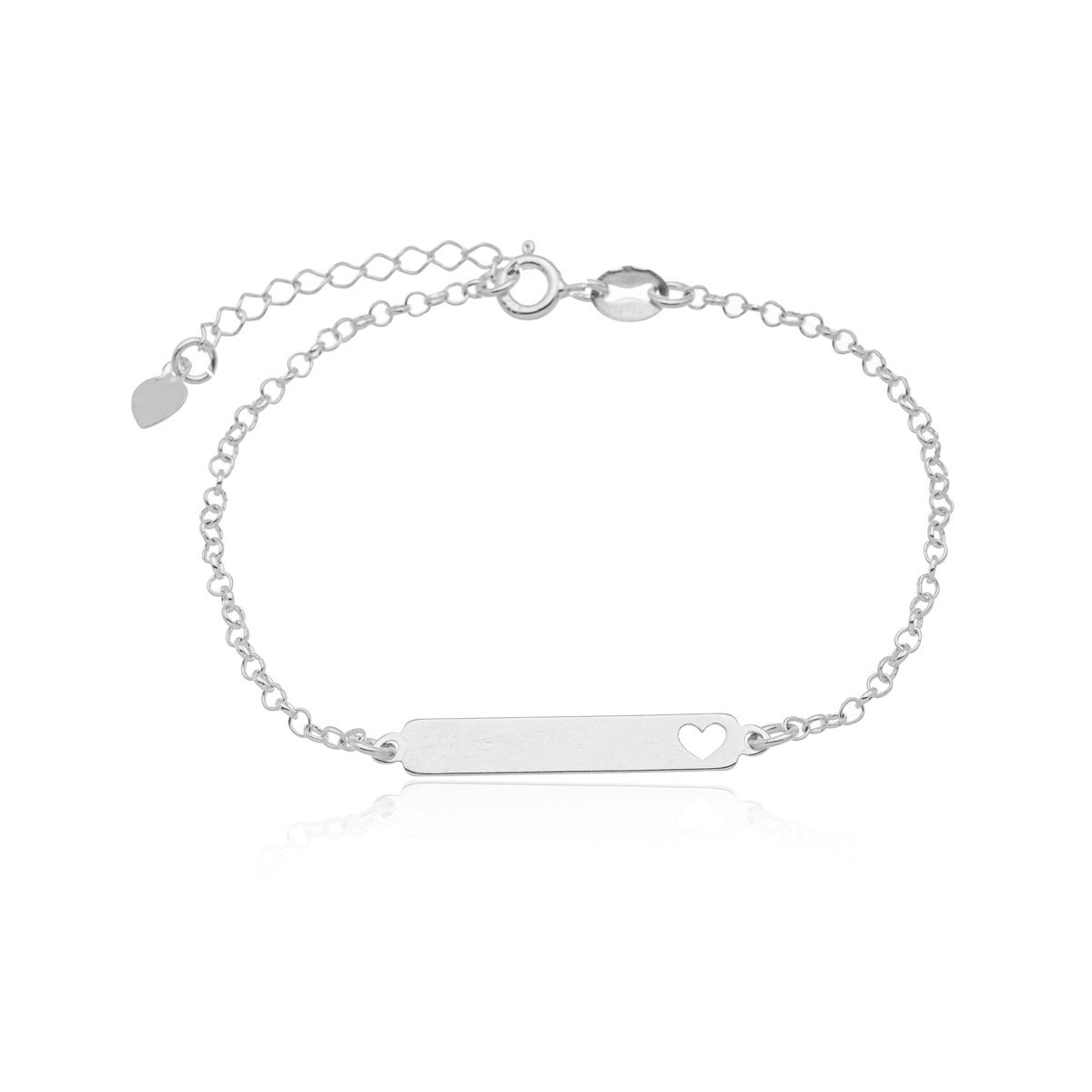Pulseira Chapinha Infantil com coração Vazado Prata 925 Prata 1