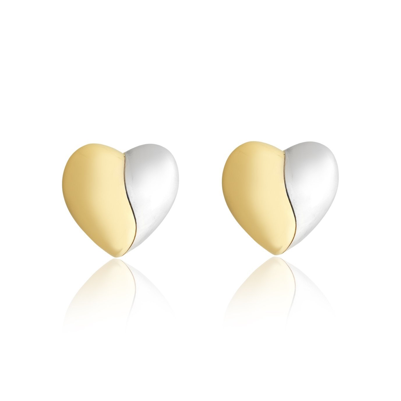 Brinco Coração  Duas Cores Banhado a Ouro 18k