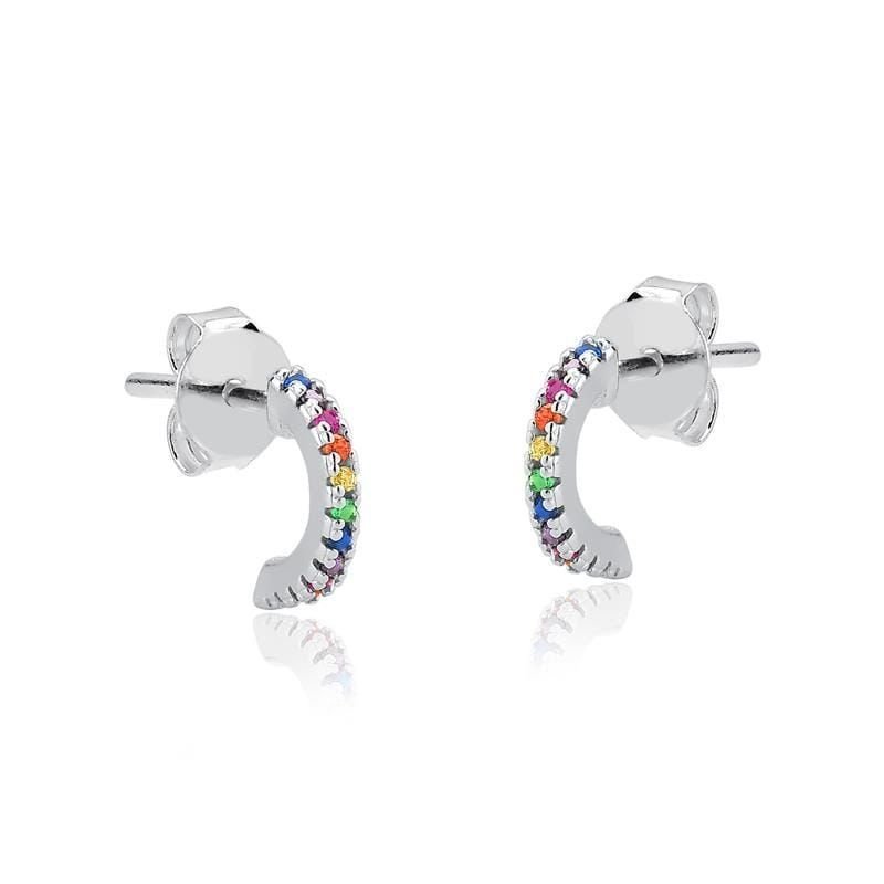 Brinco Argola Colorida Delicada Prata 925