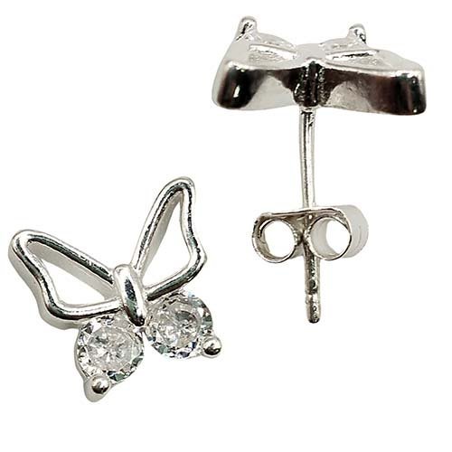 Brinco Borboleta Cristal Prata 925