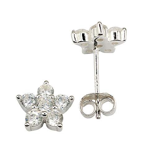 Brinco Flor delicada Zircônio Prata 925