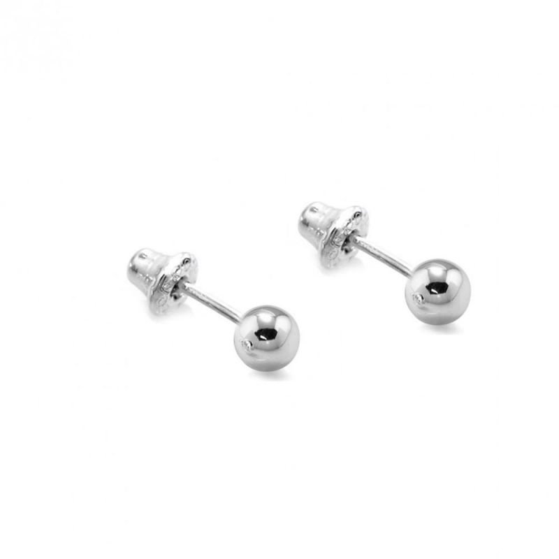 Brinco Tarraxa Baby  Infantil Bolinha Prata 925