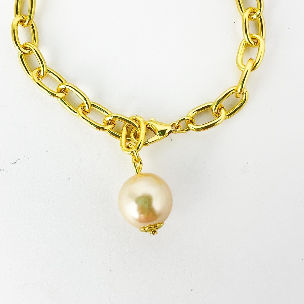 Pulseira Elos com Perola Banhada a Ouro 18k Dourado 2