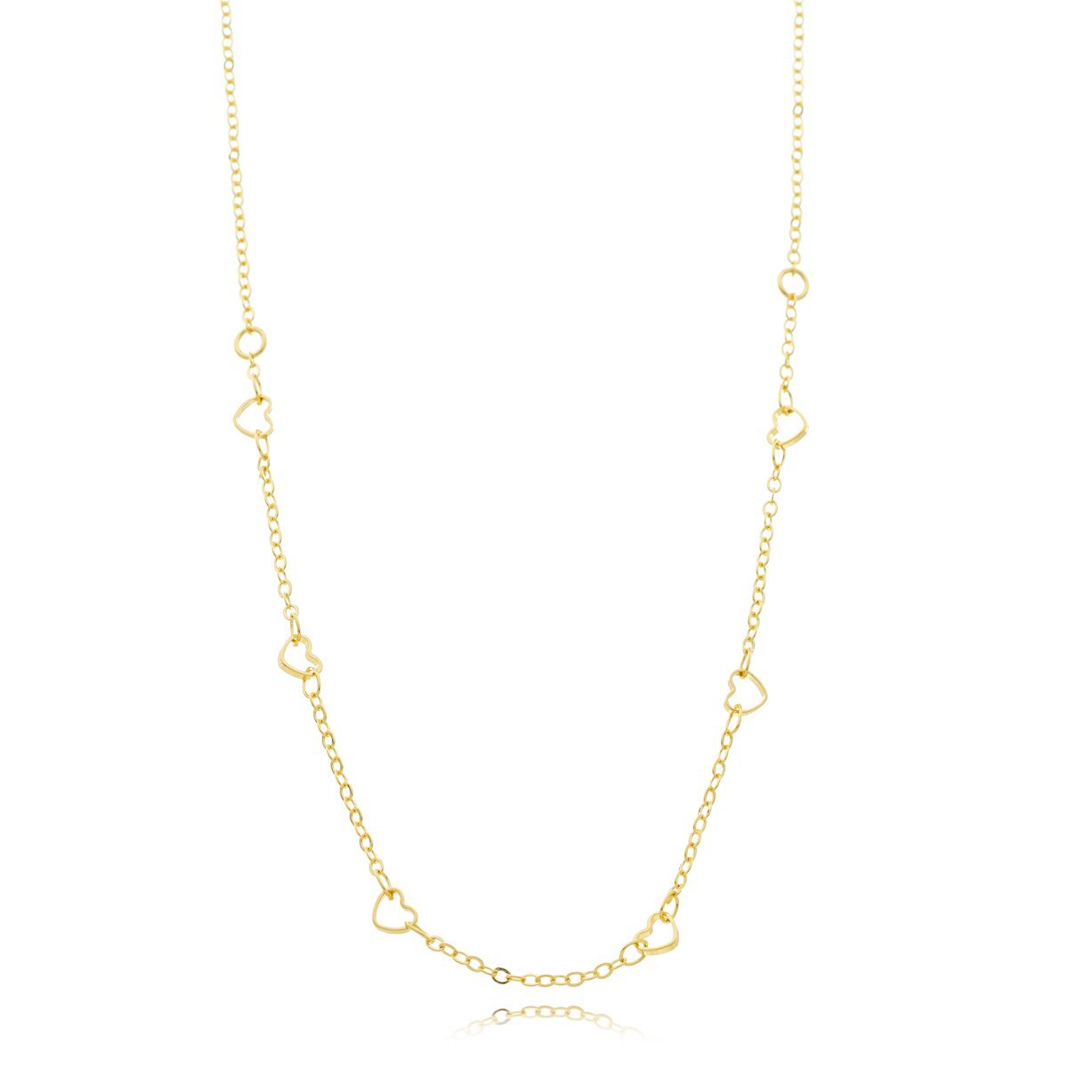 Colar Corrente Delicada com Corações Banhada a Ouro 18k