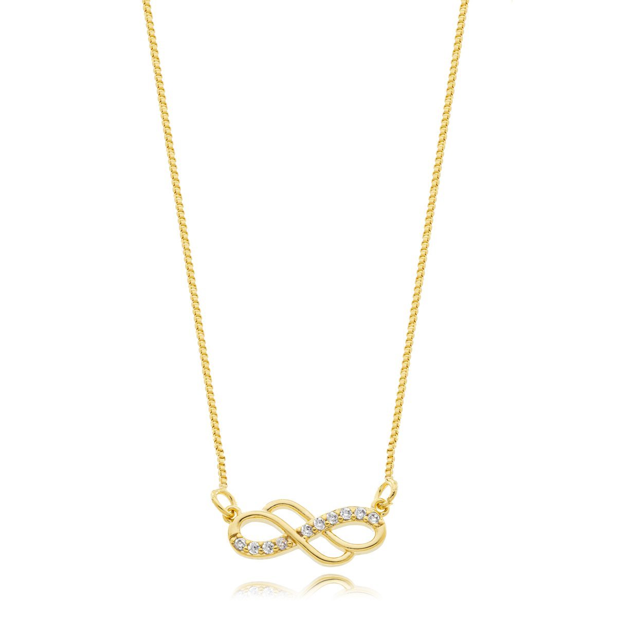 Colar Infinto Amor Eterno Cravejado Banhado a Ouro 18k