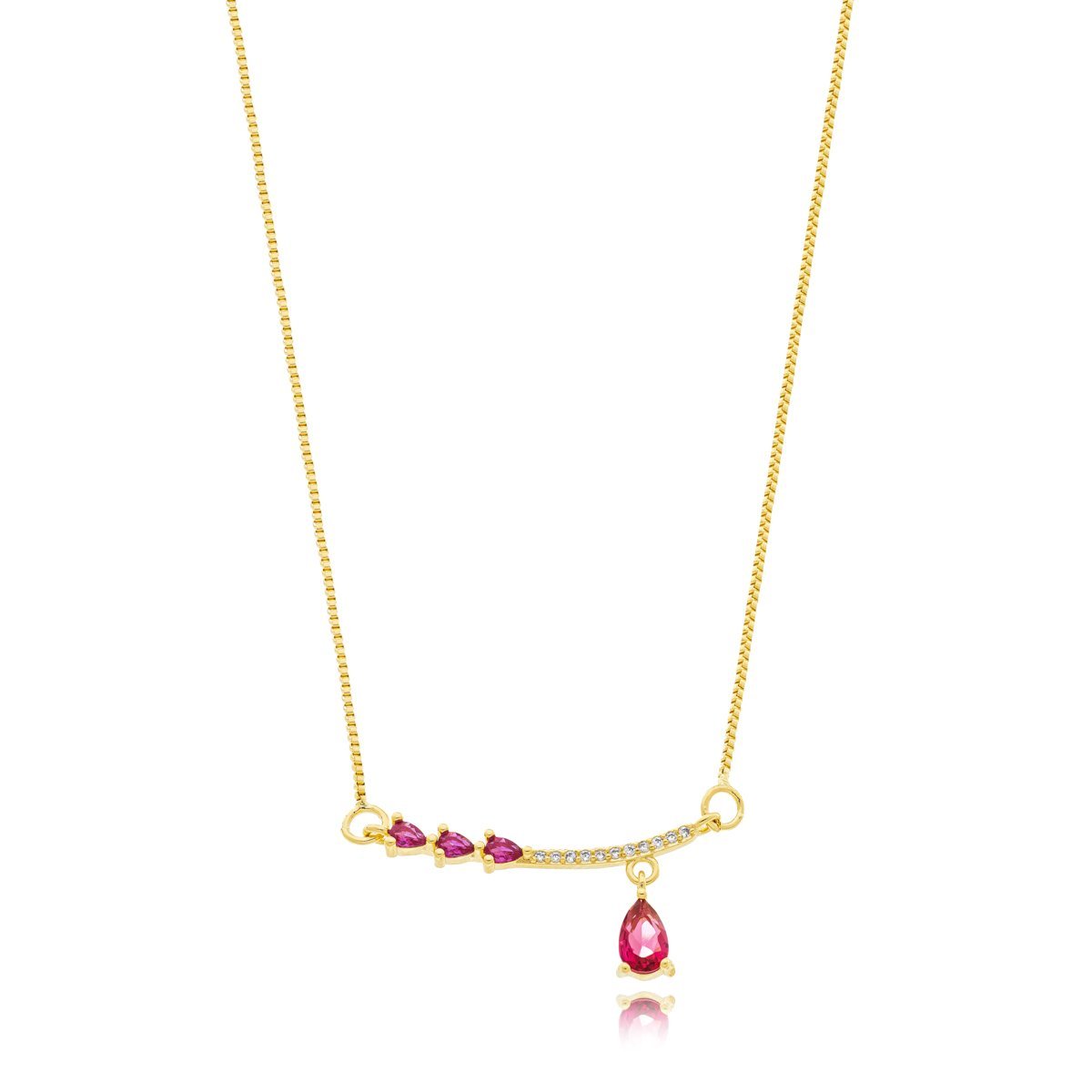 Colar Minimalista Feminino Vermelho Banhado a Ouro 18k