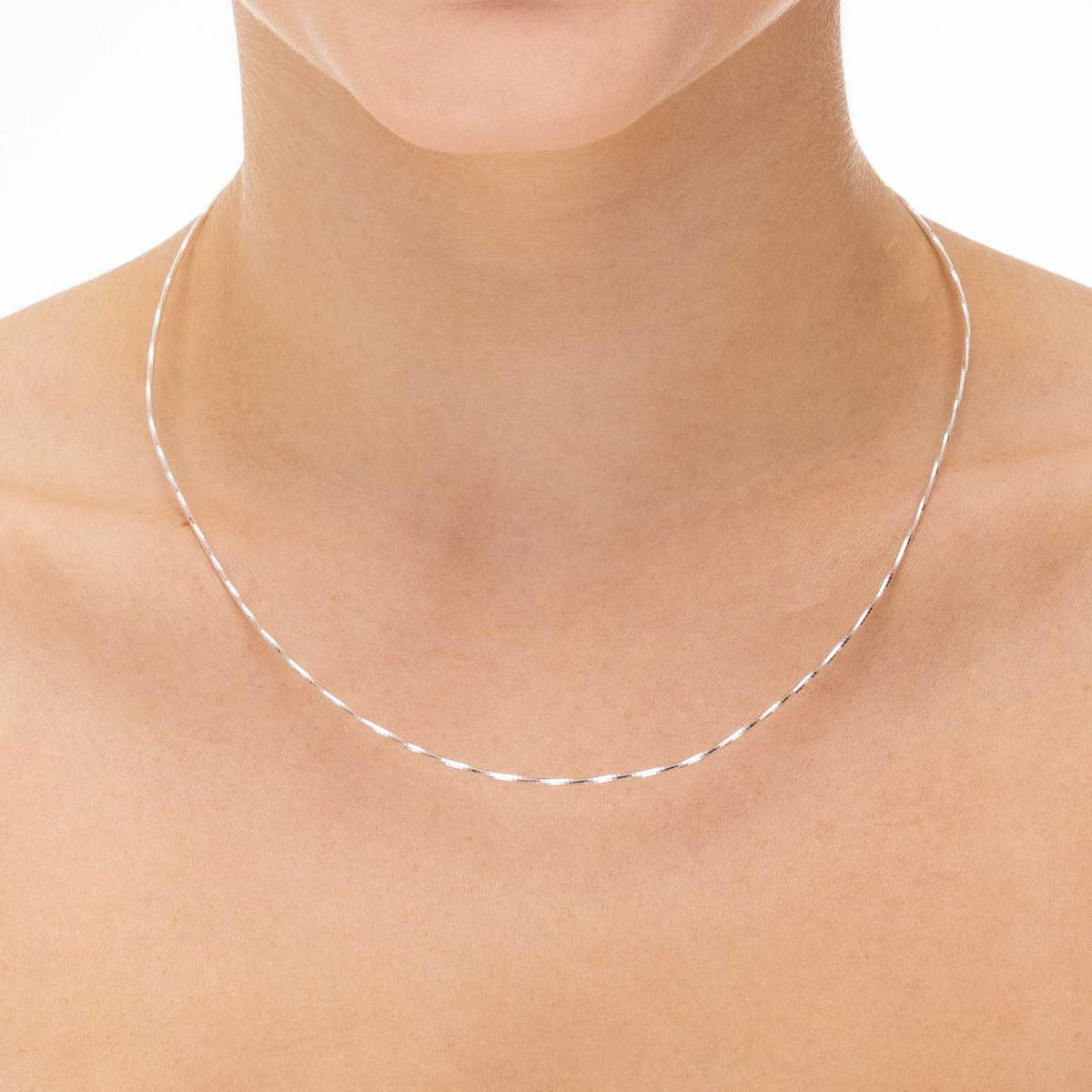 Colar Aro delicado Torcido 45cm Prata 925 Prata 2