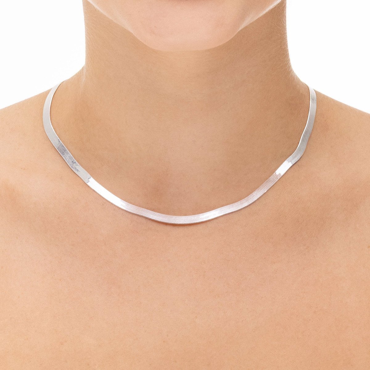 Colar Fita Lamina 4,3mm Prata 925 Prata 2