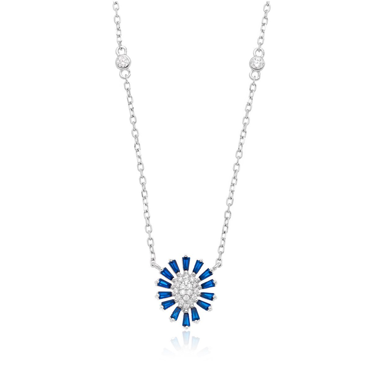 Colar em Prata 925 com Zircônias Azuis Sofisticação e Elegância