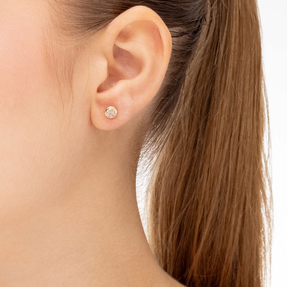 Brinco Cravação inglesa 5mm Banhado a Ouro 18k Dourado 2