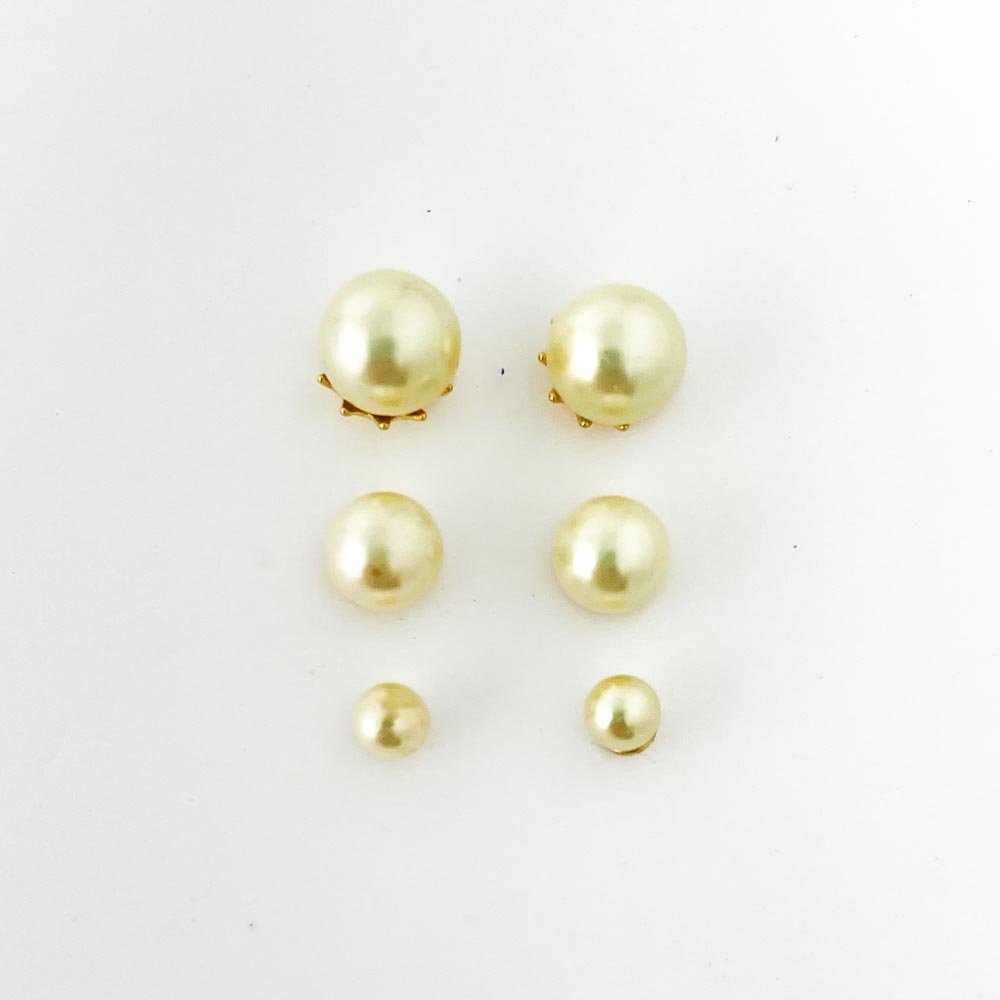 Trio Brincos Perolas Sintéticas 4-5-6mm Banhado a Ouro 18k Dourado 2