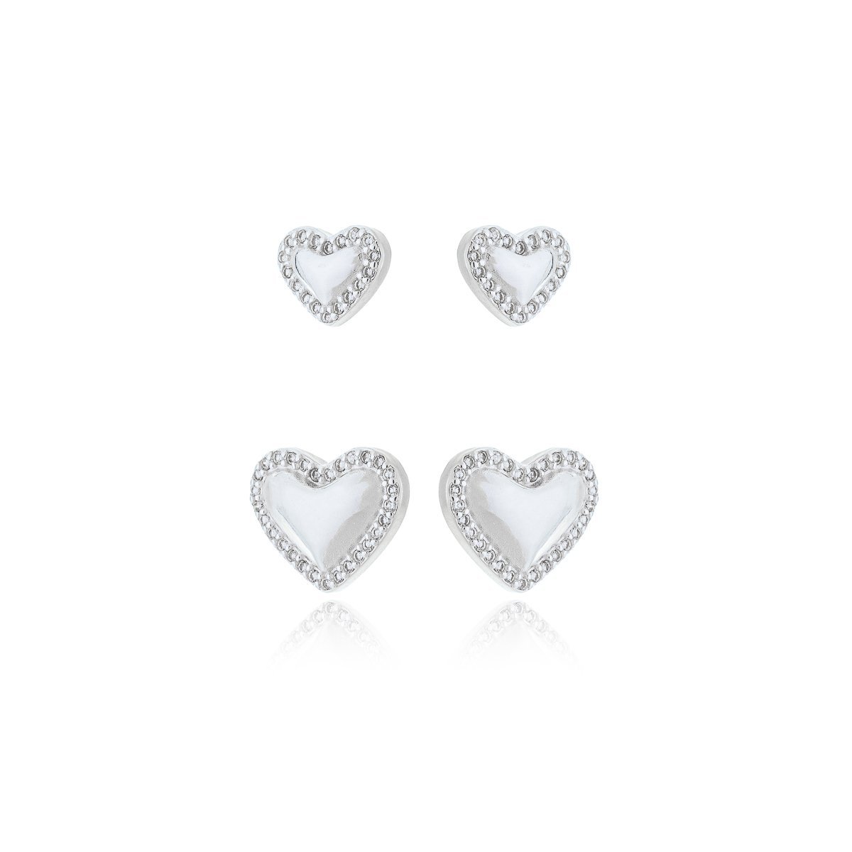 Dupla Brincos Corações Pequenos Prata 925