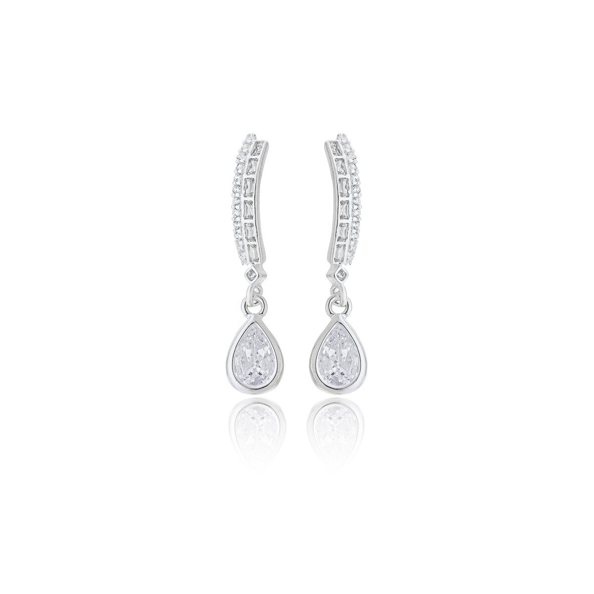 Brinco Noiva Minimalista Com Zirconias Prata 925