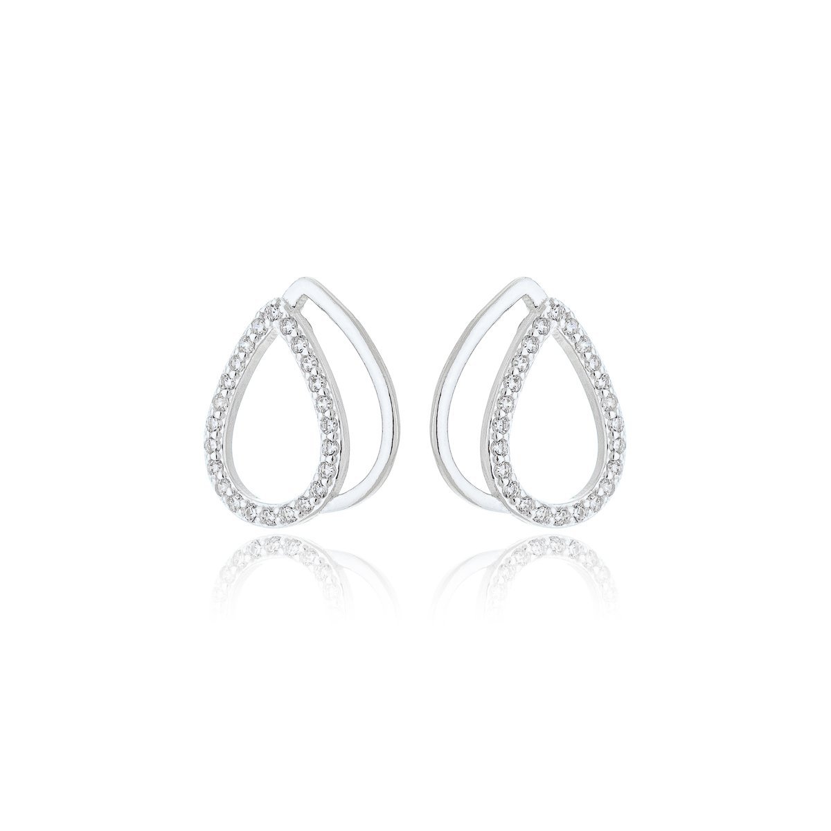 Brinco Rente a Orelha Gota Dupla Prata 925