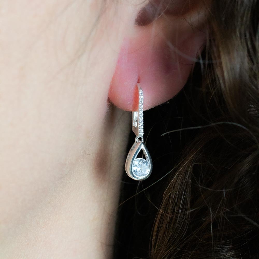 Brinco Argola Delicada com Gota Zircônio Cristal Prata 925 Prata 2