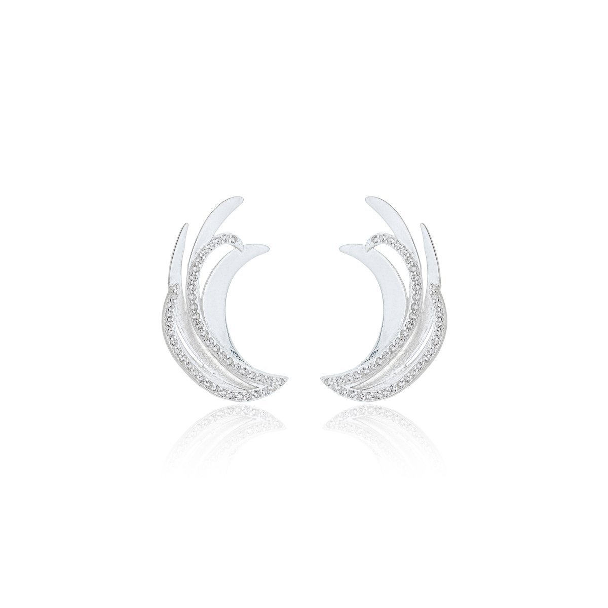 Brinco Elegante Linhas com Zirconias Prata 925