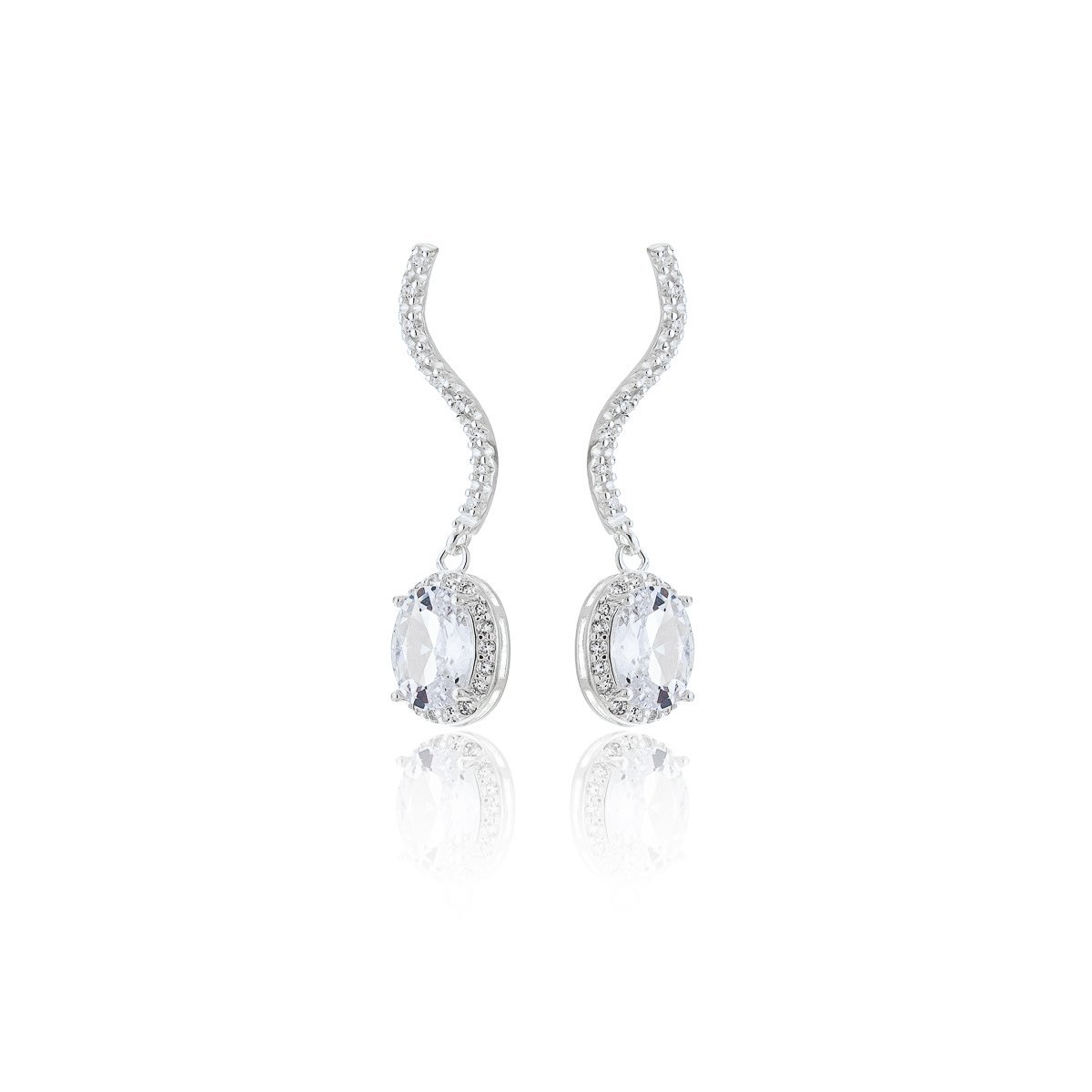 Brinco Festa Zirconias brilhantes Prata 925