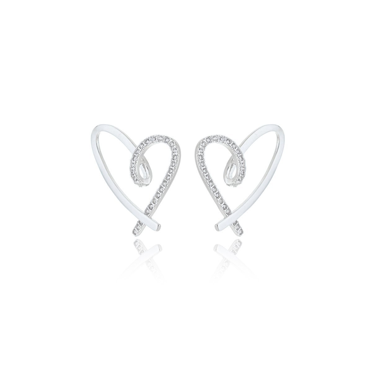 Brinco Coração Cravejado Imponente Prata 925
