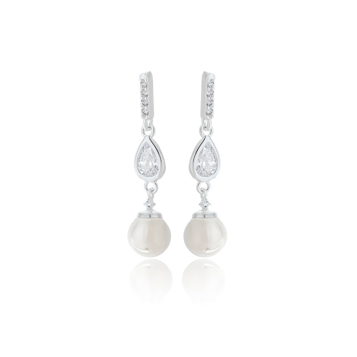 Brinco Delicado Perola Sintetica e Zircônio Prata 925