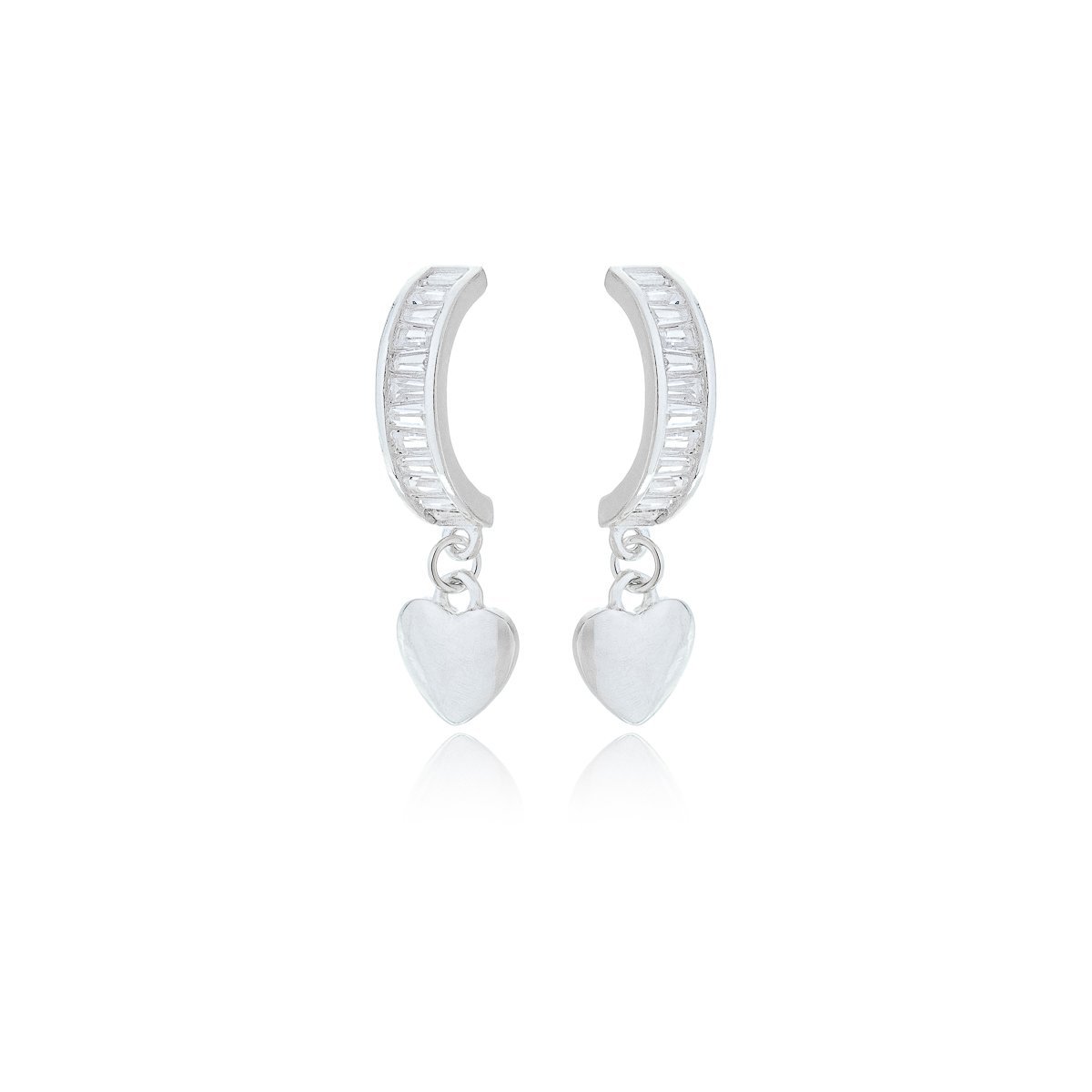 Brinco Argola Feminina com Coração Prata 925 Prata 1