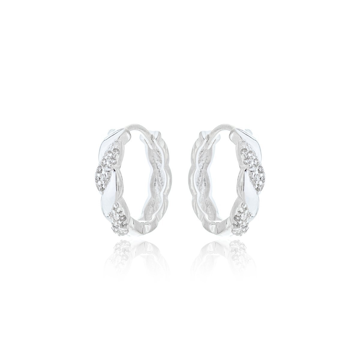 Brinco Argola Detalhada e cravejada Prata 925