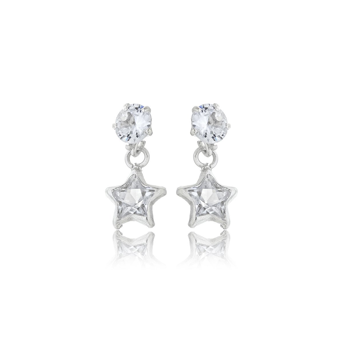 Brinco Infantil Estrela Tarraxa Baby Prata 925