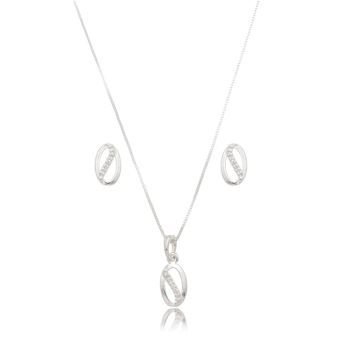 Conjunto Colar e Brinco Feminino Prata 925 Prata 1