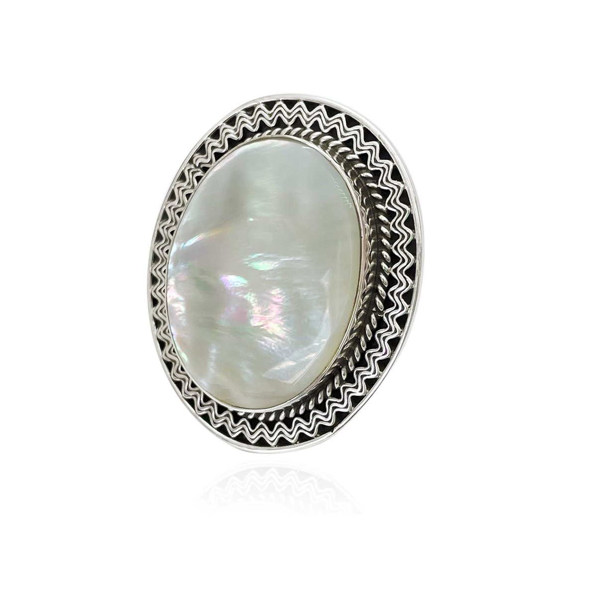 Anel Mandala Madreperola Prata de Bali 925 Prata 2