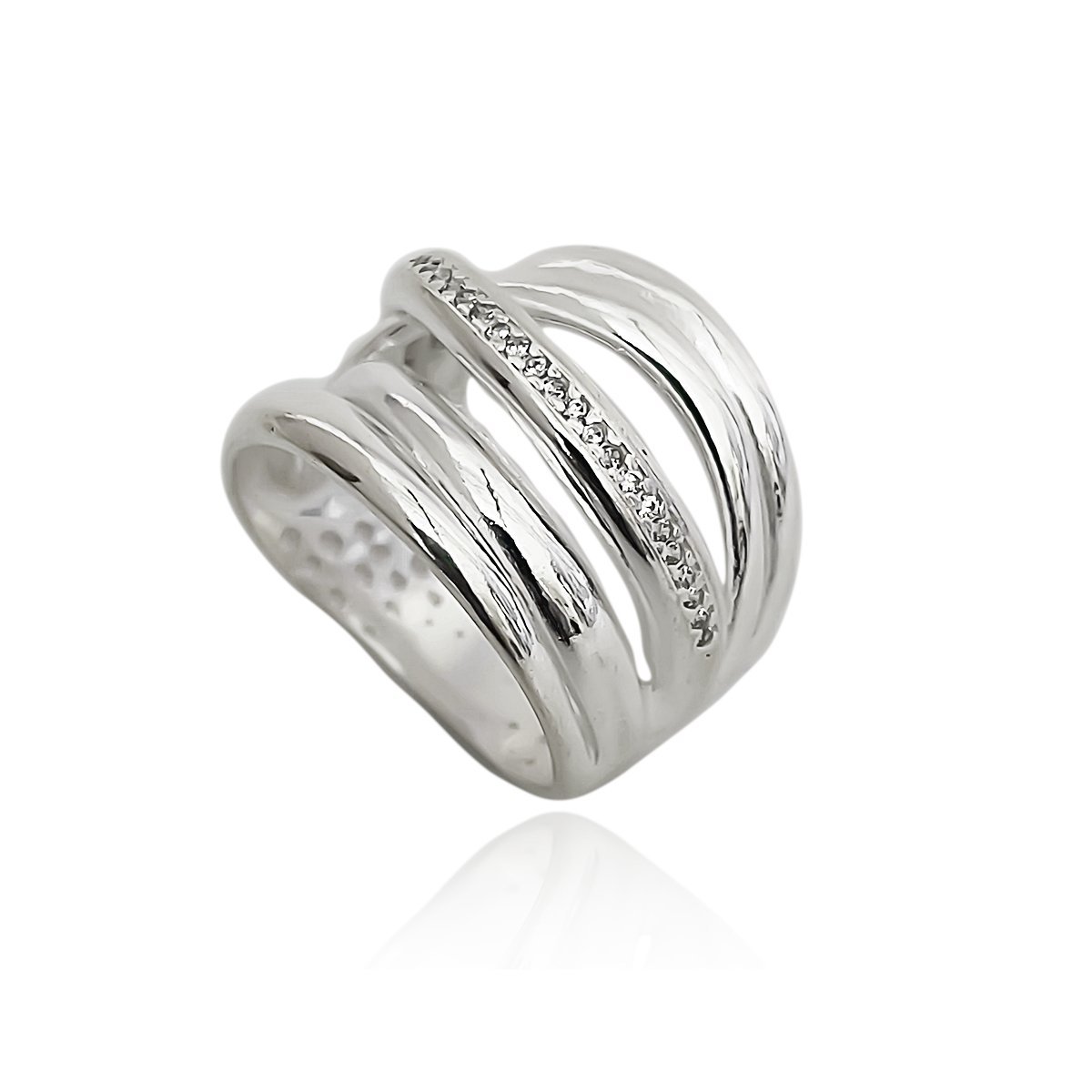 Anel Basico Feminino Ondas Prata 925