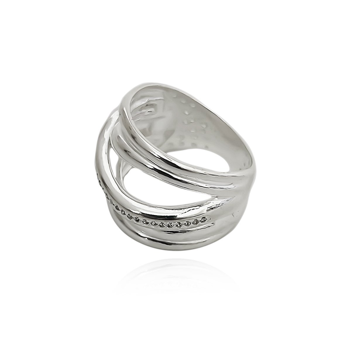 Anel Basico Feminino Ondas Prata 925 Prata 2