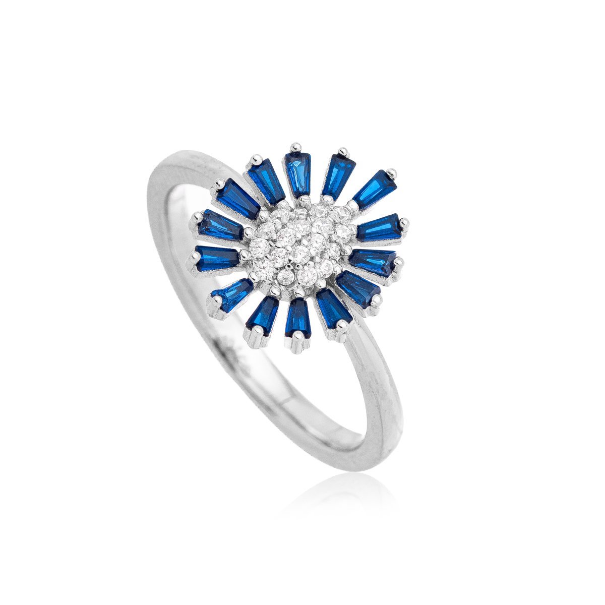 Anel em Prata 925 com Zircônias Azuis – Sofisticação e Elegância
