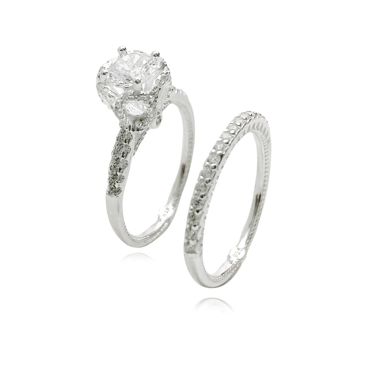 Anel Aparador de Alianças com Solitario Prata 925