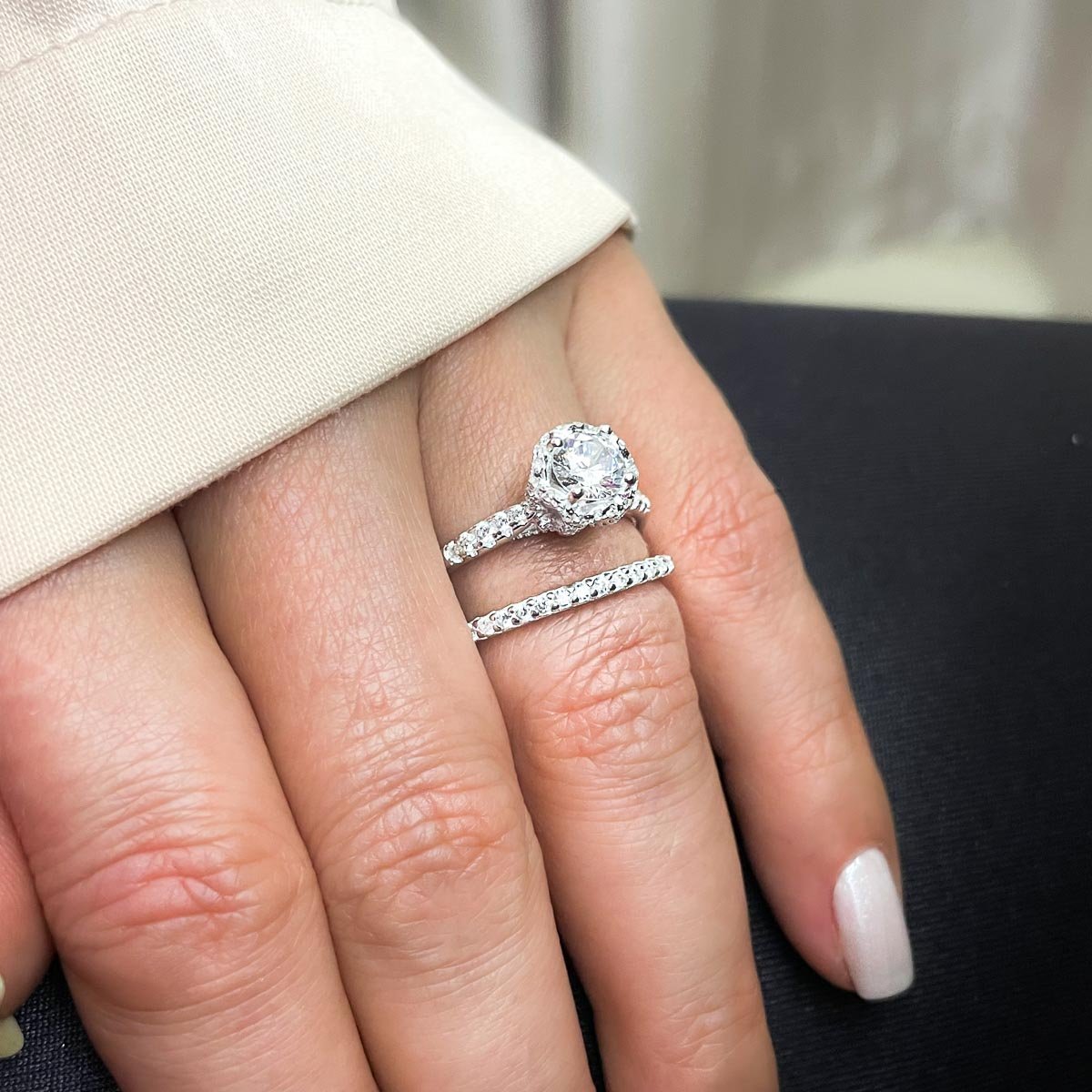 Anel Aparador de Alianças com Solitario Prata 925 Prata 2