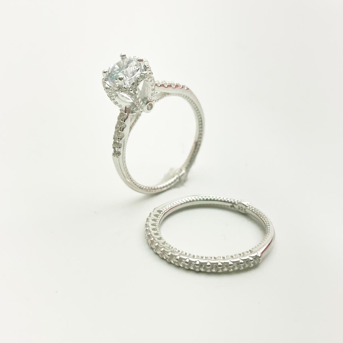 Anel Aparador de Alianças com Solitario Prata 925 Prata 3