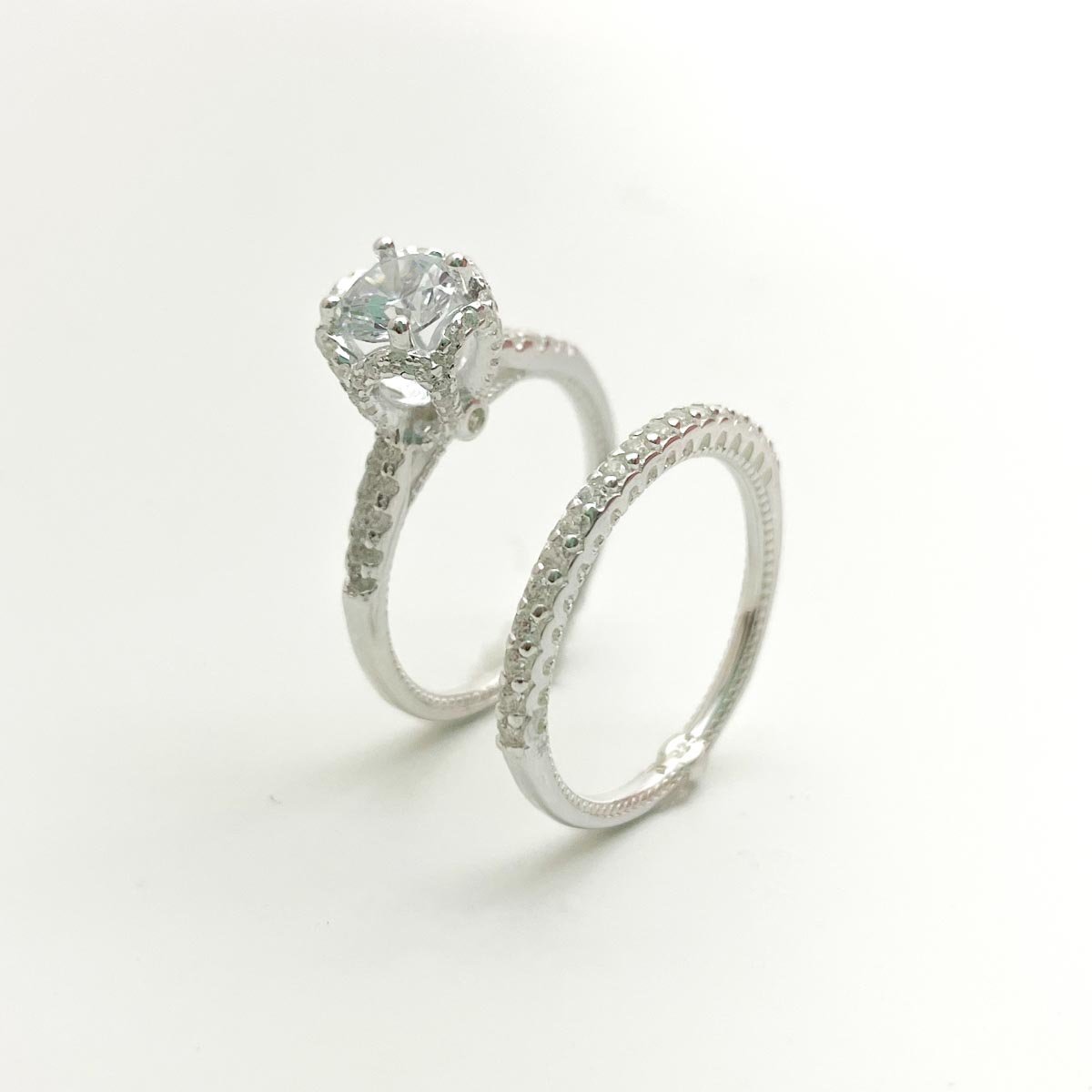 Anel Aparador de Alianças com Solitario Prata 925 Prata 4