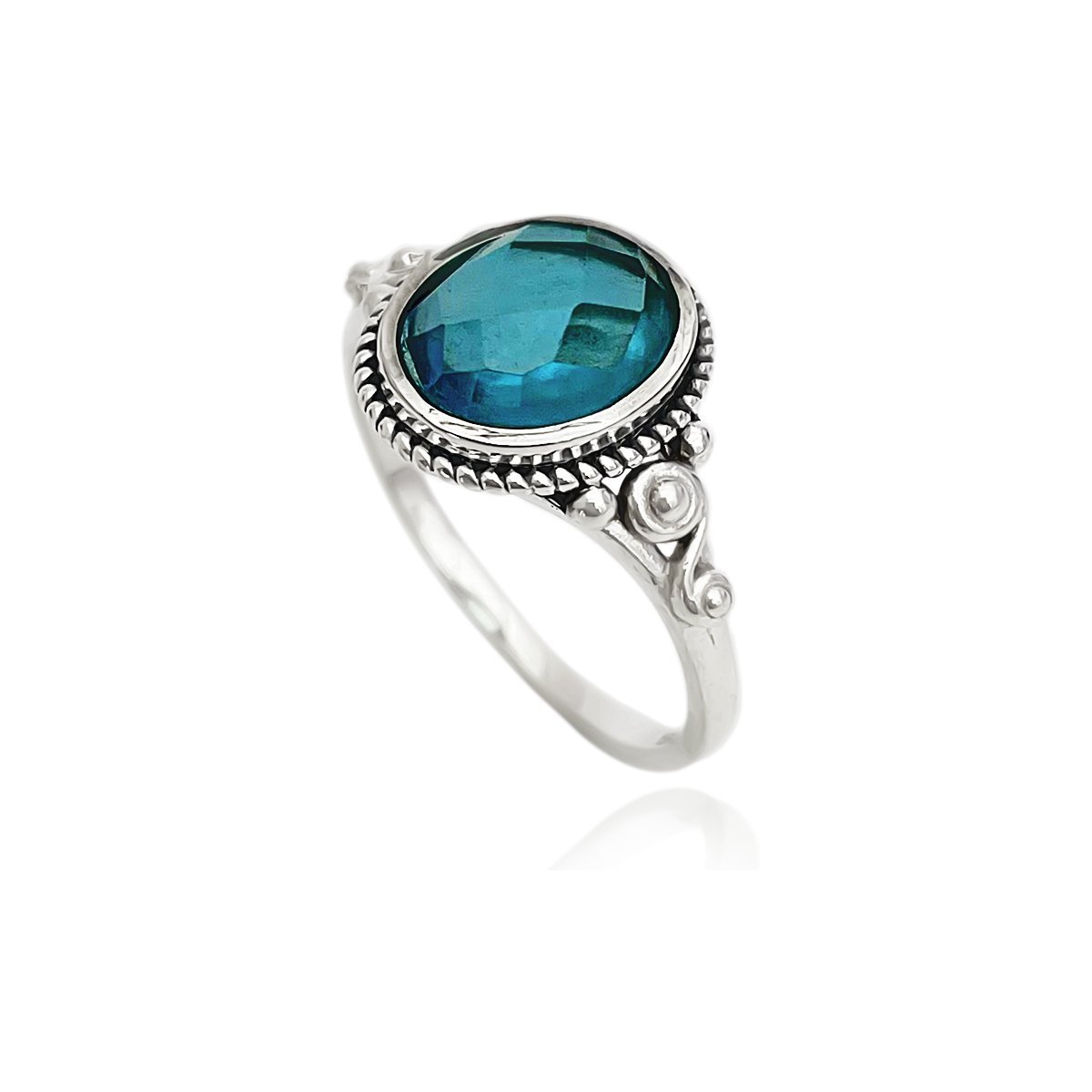 Anel delicado Cristal Azul Claro Prata 925