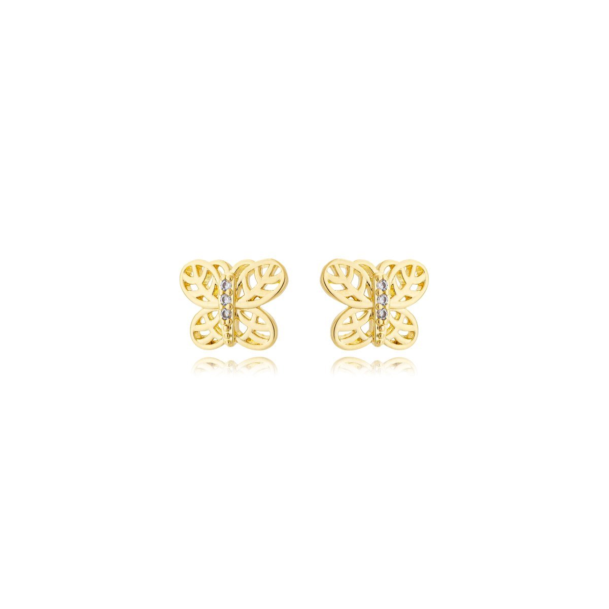 Brinco Borboleta Charmosa Banhada a Ouro 18k Dourado 2
