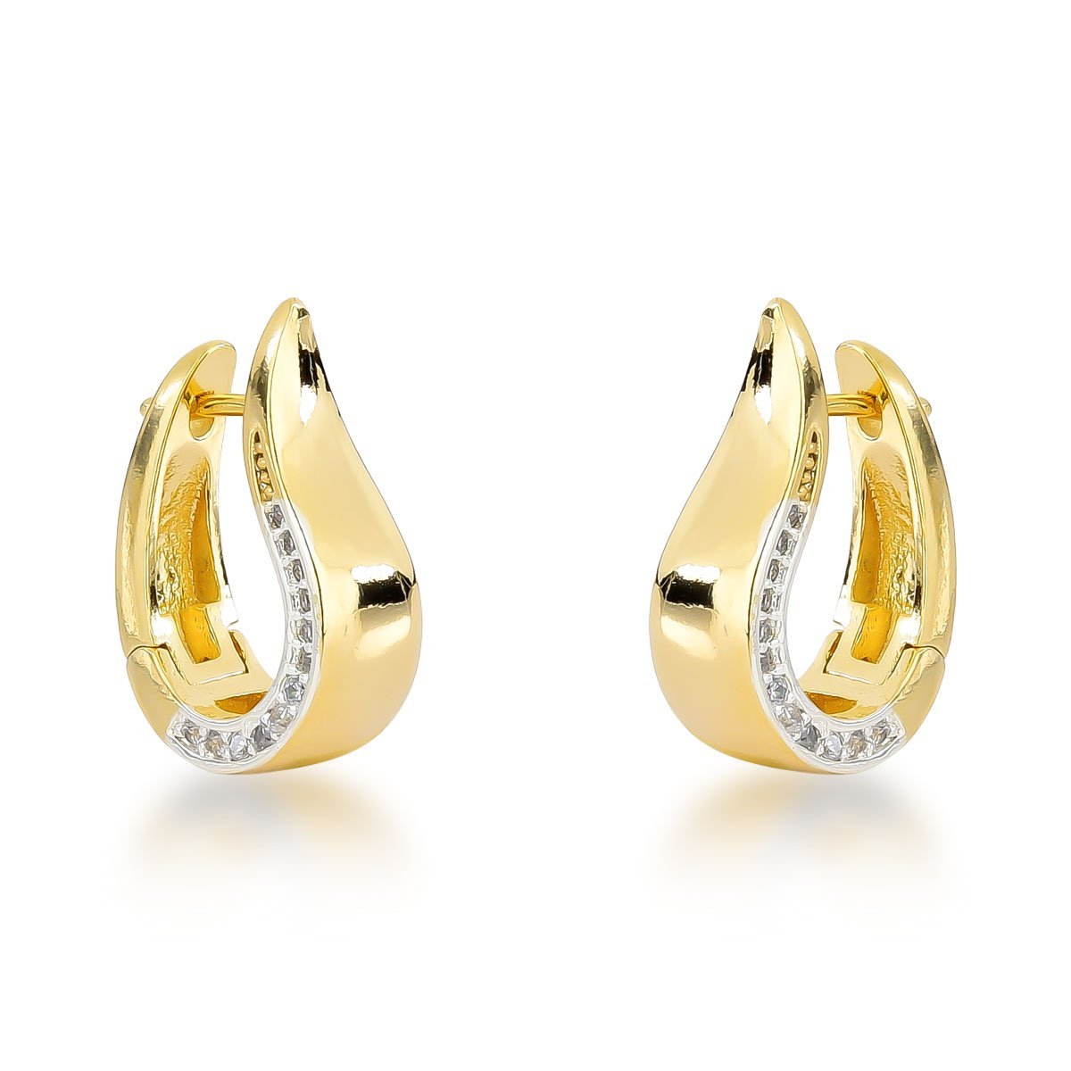 Brincos de Argola Cintilantes - Banho de Ouro 18k e Zircônias - Joalheria Fina