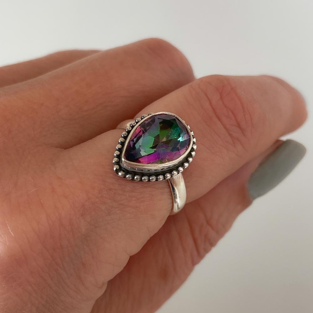 Anel Cristal Mistico Gota Prata 925 Prata 2